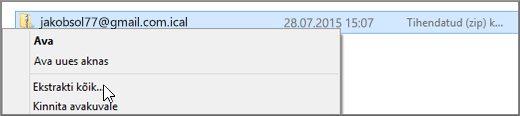 Paremklõpsake faili ja valige Ekstrakti.