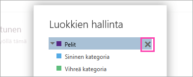 Näyttökuva Poista-painikkeesta