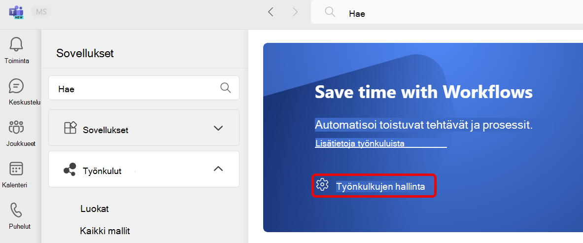 työnkulkujen hallinta