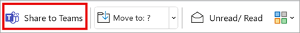 Jaa tiimeille perinteisen Outlookin työkalurivin valintanauhassa.
