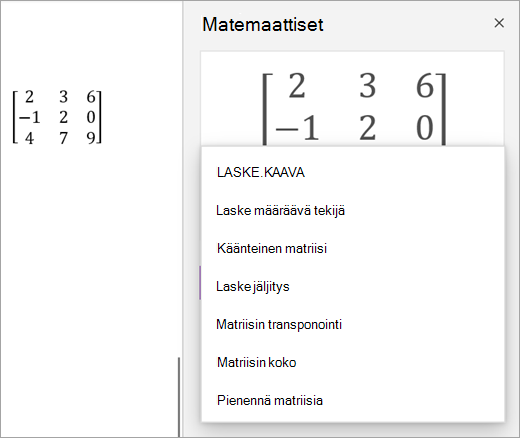 Matriisit-ratkaisuvaihtoehdot