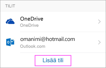Valitse Lisää tili.