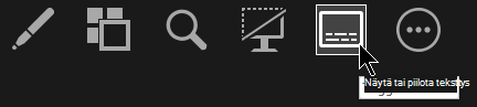 Näytä tai piilota tekstitykset -painike Esittäjänäkymässä
