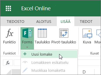 Lomakkeet > Uusi lomake