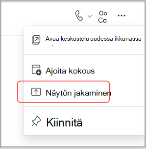 Näytön jakaminen MS Teams -keskustelussa