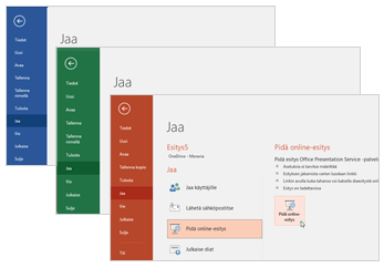 Yhteiskäyttö muissa Office 365 -sovelluksissa