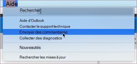 Sélectionnez Envoyer des commentaires dans MacOS