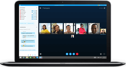 Photo de Skype Entreprise exécuté sur un ordinateur de bureau.