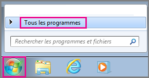 Search for Office apps using All Programs in Windows 7
