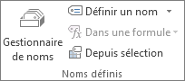 Groupe Noms définis sous l’onglet Formules
