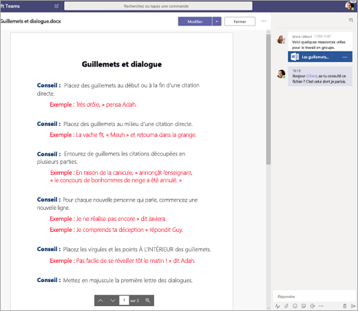Étudiants collaborant sur un document dans Teams