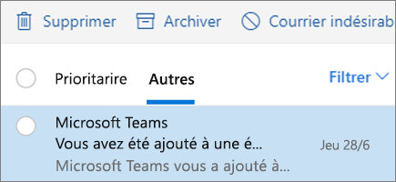 Archivage de messages dans Outlook sur le web