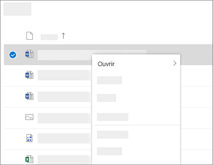 Capture d’écran affichant le menu contextuel associé à un fichier sélectionné