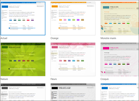 Page SharePoint Online montrant les images de modèle de site