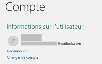 Présente le lien Se déconnecter dans le mode Backstage d’Office sur Windows