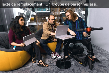 Groupe de personnes assises devant un ordinateur