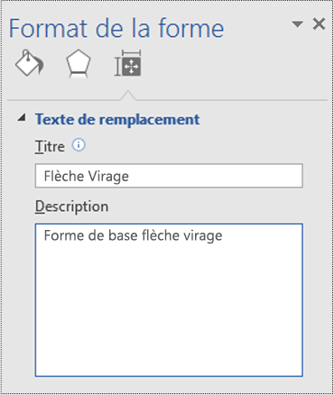 Boîte de dialogue Texte de remplacement d’une forme de base dans Visio.