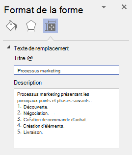 Boîte de dialogue Texte de remplacement pour les visuels dans Visio pour Windows.