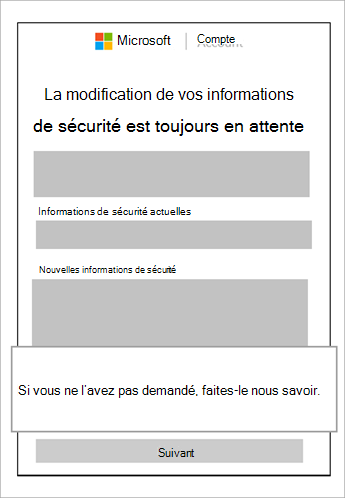 Capture d’écran des informations de sécurité en attente et d’une légende montrant annuler cette demande