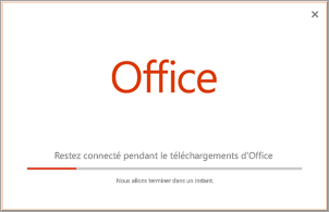 Progression de l’installation d’une application Office