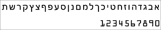 הצגת הגופן המשמש עבור אותיות ומספרים במפתח מוצר של Office