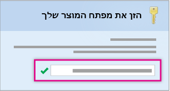 הזנת מפתח המוצר