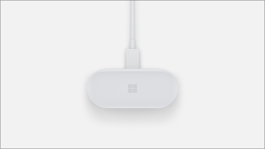 מקרה טעינה של Surface Earbuds מחובר לחשמל