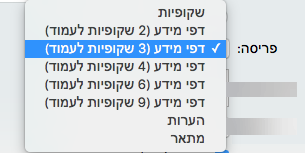 בחר את הפריסה 'דפי מידע' בתיבת הדו-שיח 'הדפסה'