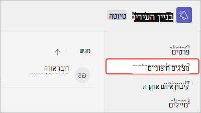 צילום מסך המציג כרטיסיית מציגים חיצוניים מסומנת בטופס התזמון של העירייה