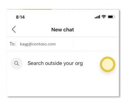 חיפוש מחוץ לארגון שלך עבור נמען צ'אט ב- Microsoft Teams