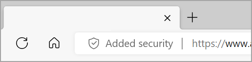 צגי אבטחה נוספים מימין לשורת הכתובת של Microsoft Edge כאשר אבטחה משופרת מופעלת עבור אתר אינטרנט. 