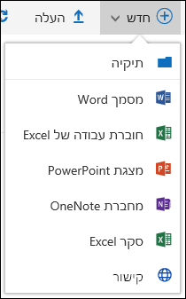 יצירת קובץ חדש בספריית מסמכים ב-Office 365