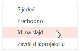 Prijelaz na slajd koji nije ni sljedeći ni prethodni