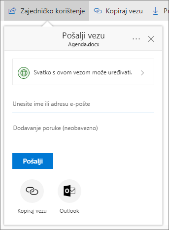 Zajedničko korištenje datoteke ili mape u OneDrive za tvrtke