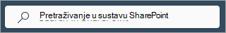 Snimka zaslona koja prikazuje okvir pretraživanja sustava SharePoint na svakoj stranici.