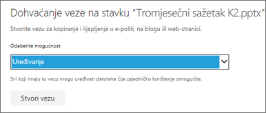 Odaberite Uređivanje da biste drugima omogućili uređivanje datoteke