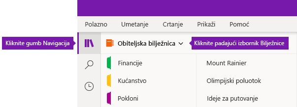 Proširivanje popisa Bilježnice u programu OneNote za Windows 10