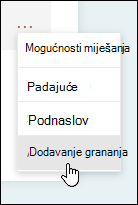 Mogućnost grananje u programu Microsoft Forms