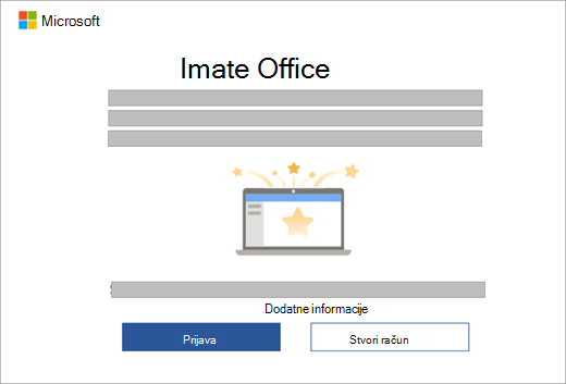 Prikazuje dijaloški okvir koji se prikazuje kada otvorite aplikaciju sustava Office na novom uređaju koji sadrži licencu za Office.