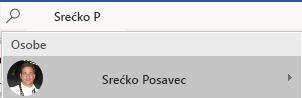 Okvir za pretraživanje Recite mi koji se koristi za pronalaženje suradnika u direktoriju