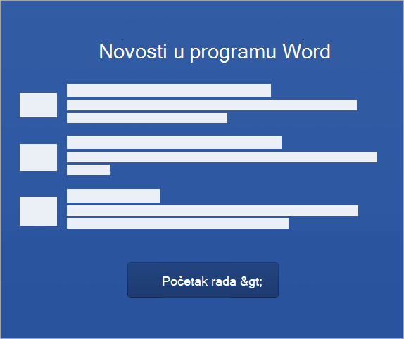 Početak aktivacije programa Word 2016 za Mac