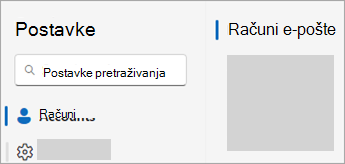 Snimka zaslona postavki s prikazom računa > e-pošte