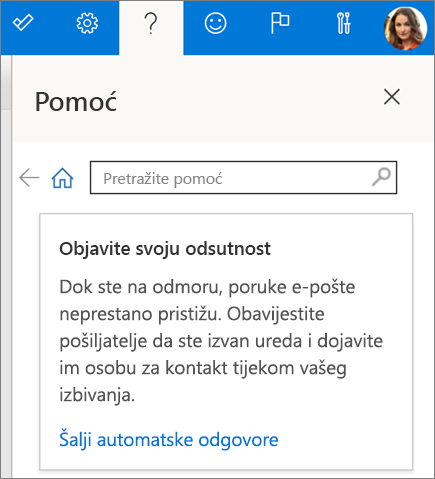 Okno pomoći u programu Outlook na webu