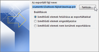 PST-fájl helye