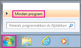 Office-alkalmazások keresése a Windows 7 Minden program mappájában