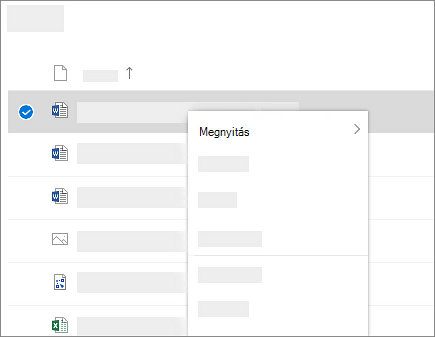 Képernyőkép: kijelölt fájl helyi menüje