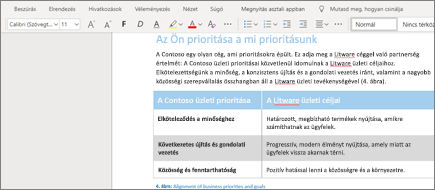 Szöveg formázása a Word Online-ban