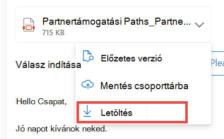 Melléklet letöltése az Új Outlookhoz