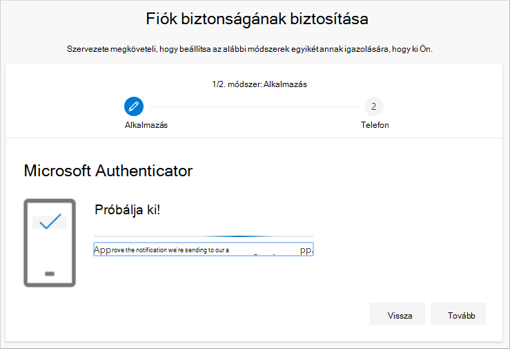 A fiók tesztelése az authenticator alkalmazással