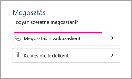 Megosztás hivatkozásként